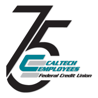 75th anniversary logo for Caltech Employees Federal Credit Union