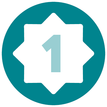 Icon of a badge with a number one