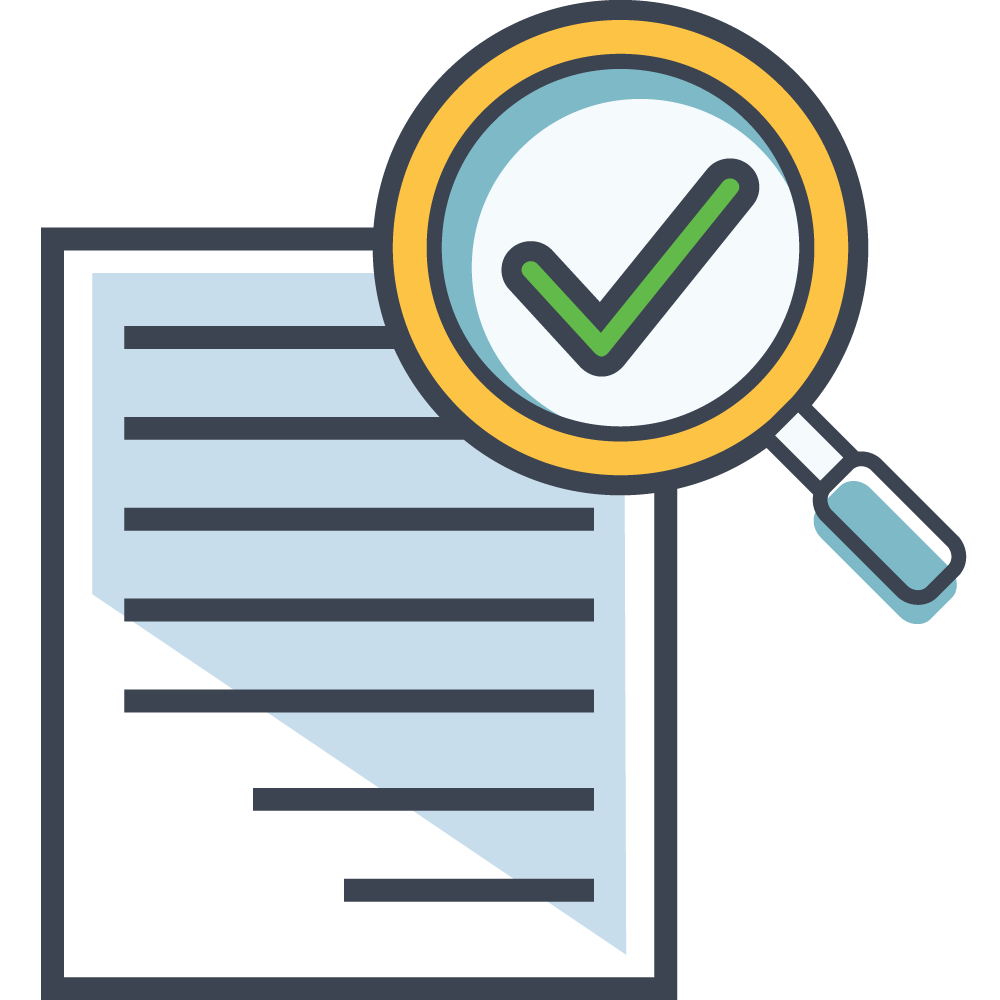 A magnifying glass placed over a document