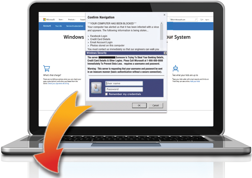 Sample of pop-up message blocking access